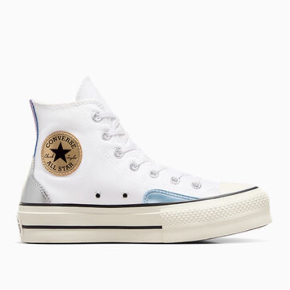 Converse White and Blue High-Top Sneakers Classic Design